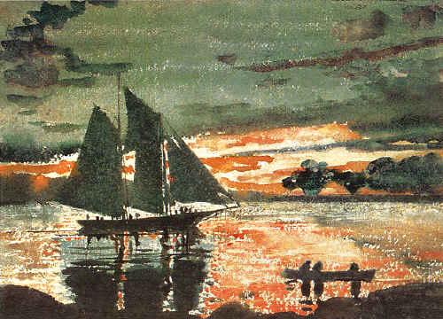 Winslow Homer Sunset Fires China oil painting art